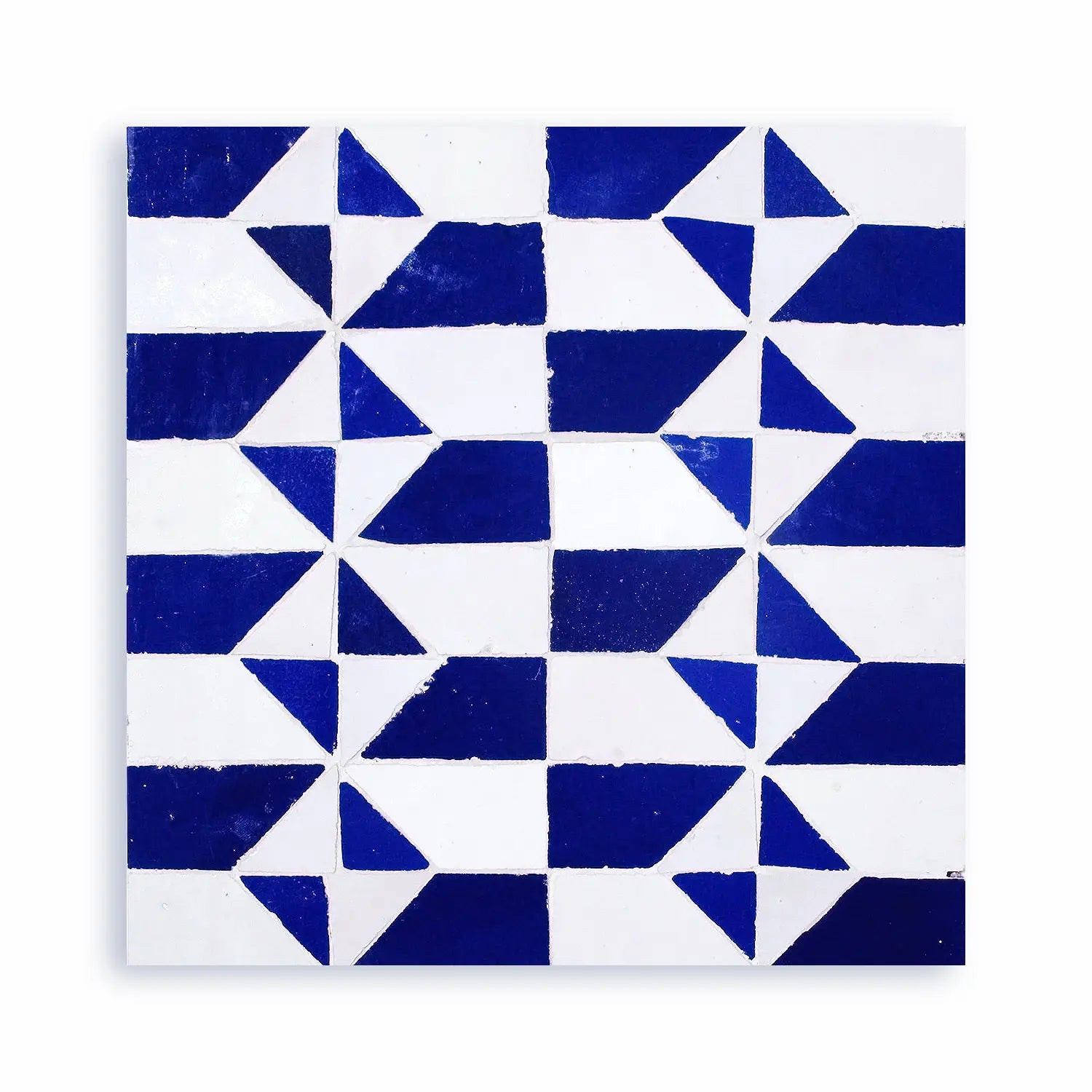 Andalus blue and white Moroccan zellige mosaic tile with geometric patterns
