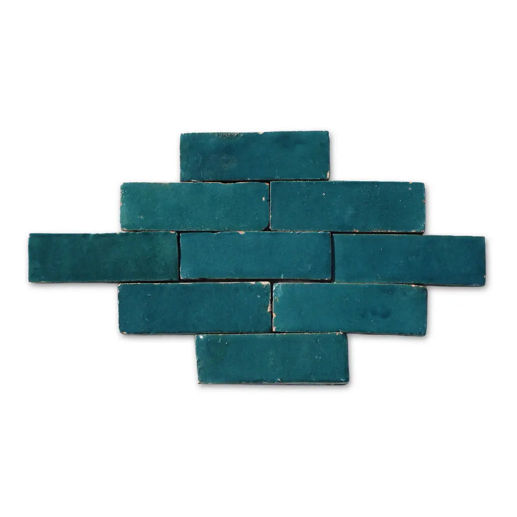 Atlas Petrol Matt Bejmat tiles in brick bond layout – handmade Moroccan Zellige tiles for commercial projects
