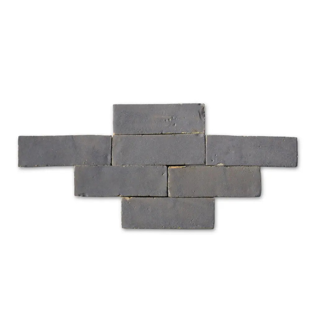 Bhalil silver Bejmat tiles in herringbone layout – artisanal Moroccan Zellige tiles