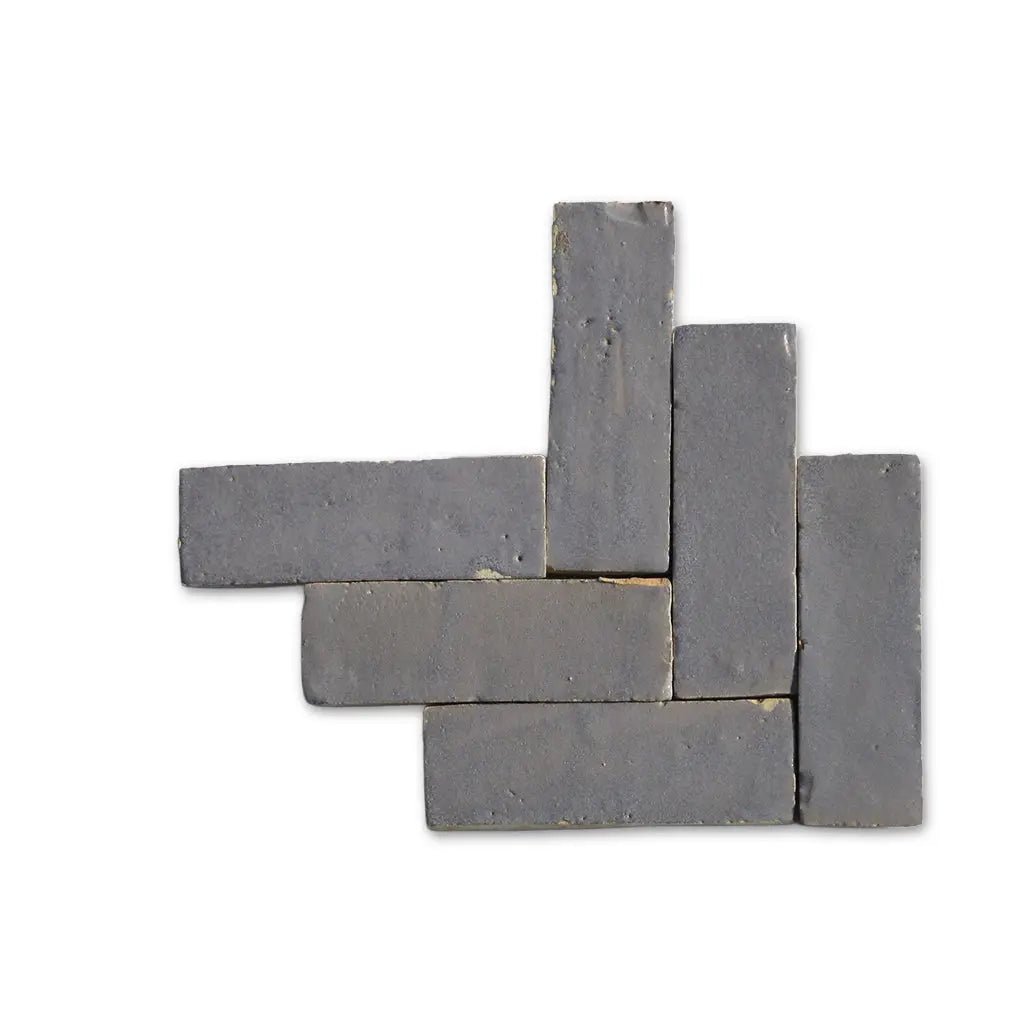 Bhalil silver handmade Bejmat tiles in brick bond layout – Moroccan Zellige tiles