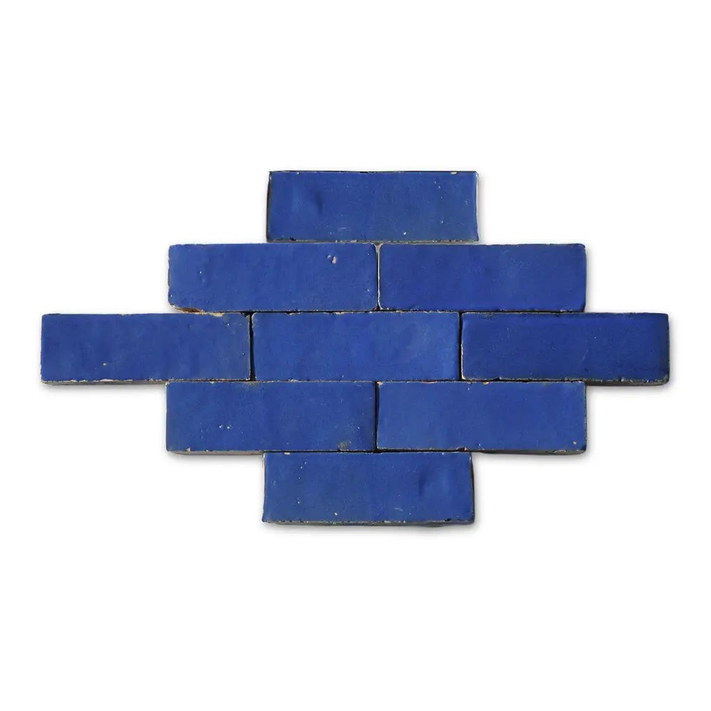 Ifrane lavender blue handmade Bejmat tiles in brick bond layout – Moroccan Zellige tiles