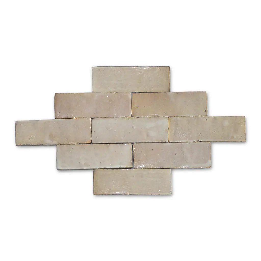 Meknes beige white handmade Bejmat tiles in brick bond layout – Moroccan Zellige tiles