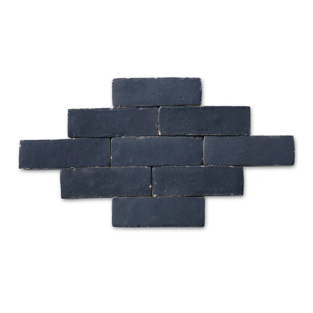 Melilla metal grey handmade Bejmat tiles in brick bond layout – Moroccan Zellige tiles