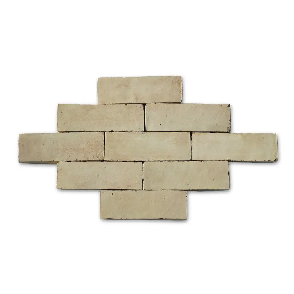 Natural Clay Moroccan Bejmat tiles arranged in horizontal layout – handmade rustic finish