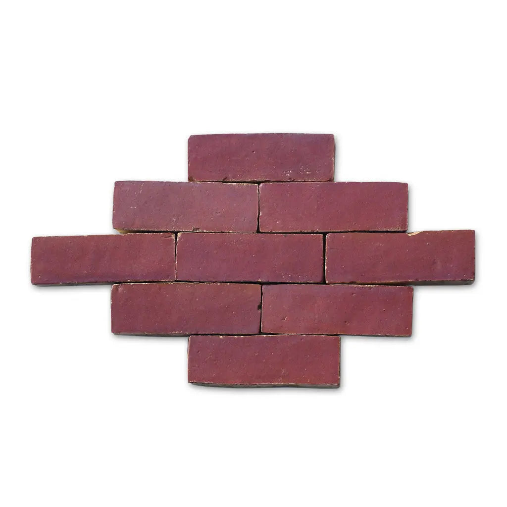 Red rose Bejmat Moroccan tiles, brick pattern arrangement