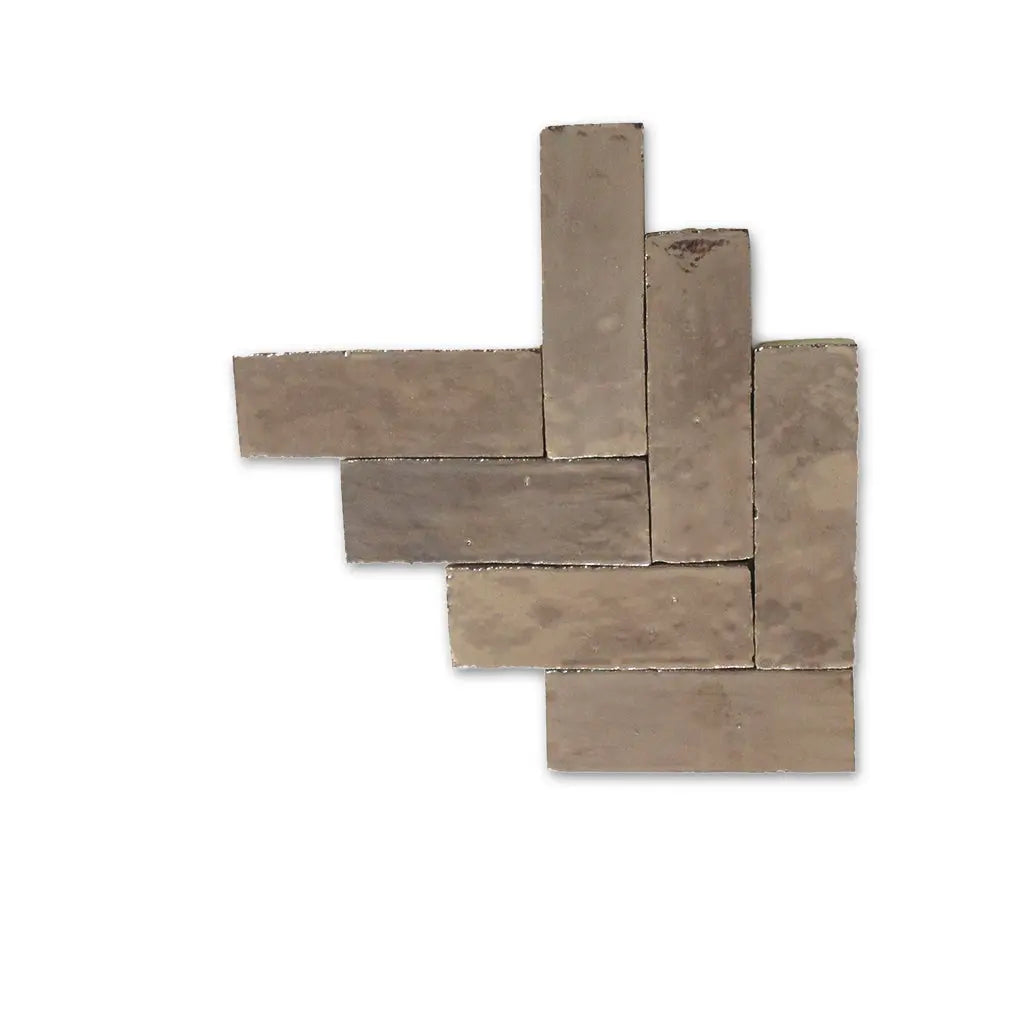 Silver Bejmat Moroccan Zellige Tile – herringbone pattern installation