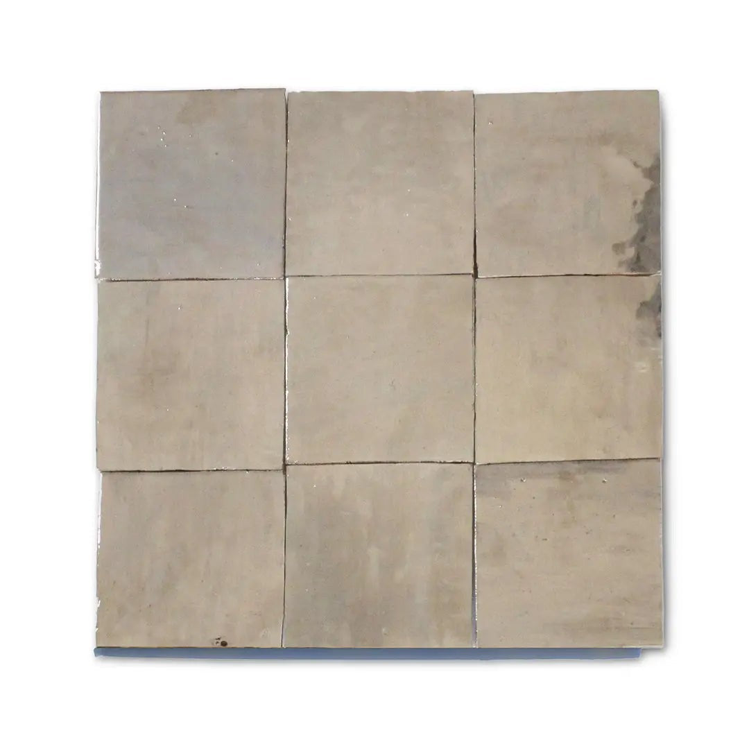 Handmade Moroccan Zellige tile in glossy silver finish, 10x10 cm, by Zelligerar.