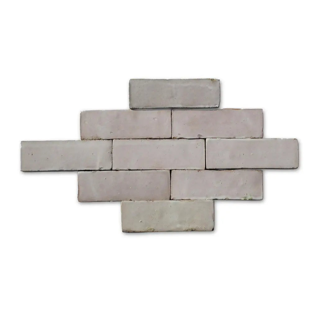 Tan Tan ecru Bejmat tiles in brick bond pattern – handmade Moroccan Zellige tiles