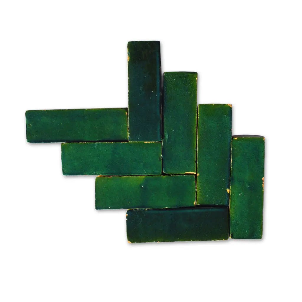 Zug Dark Olive Moroccan Bejmat tiles – herringbone arrangement