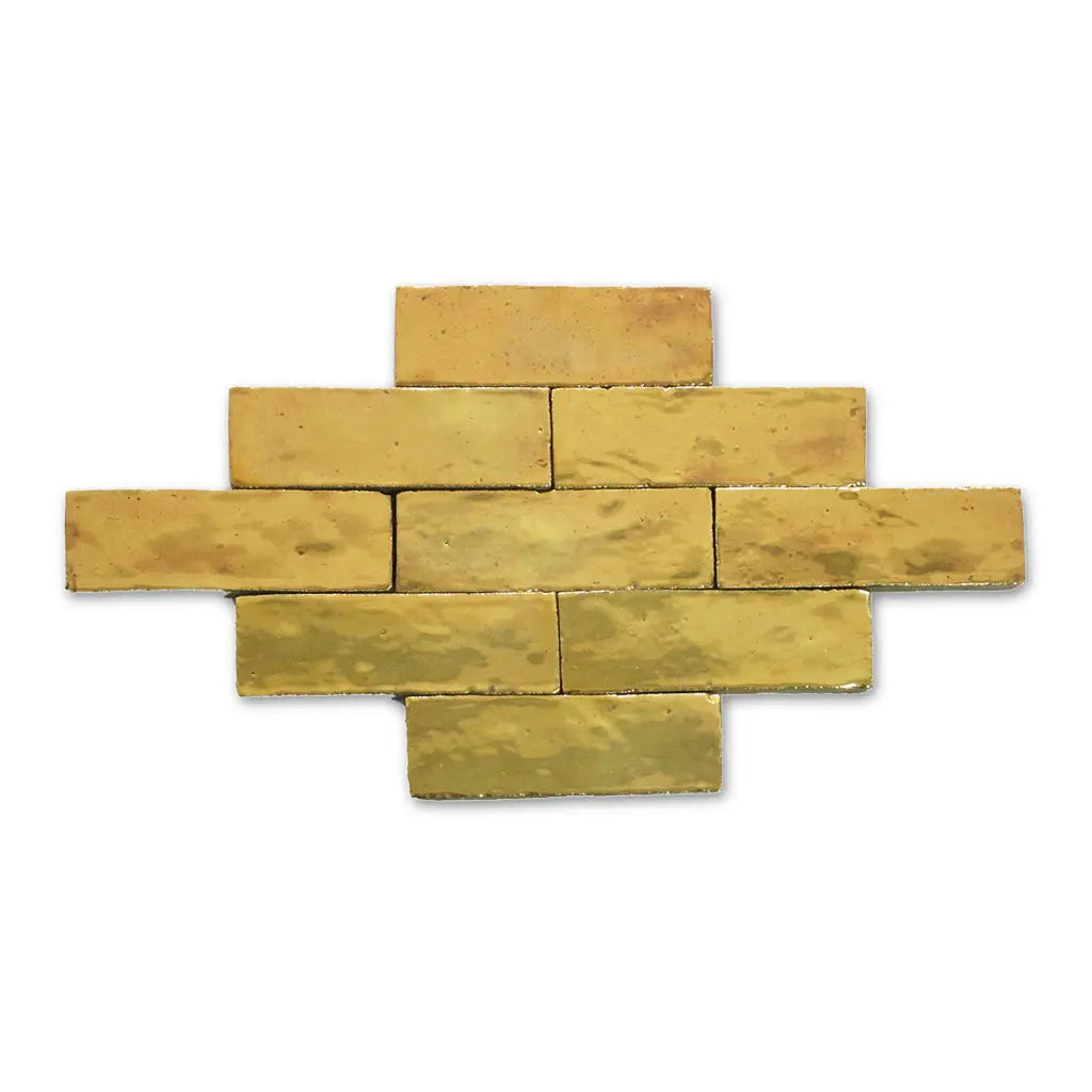 old Moroccan Zellige Bejmat tiles arranged in horizontal layout.