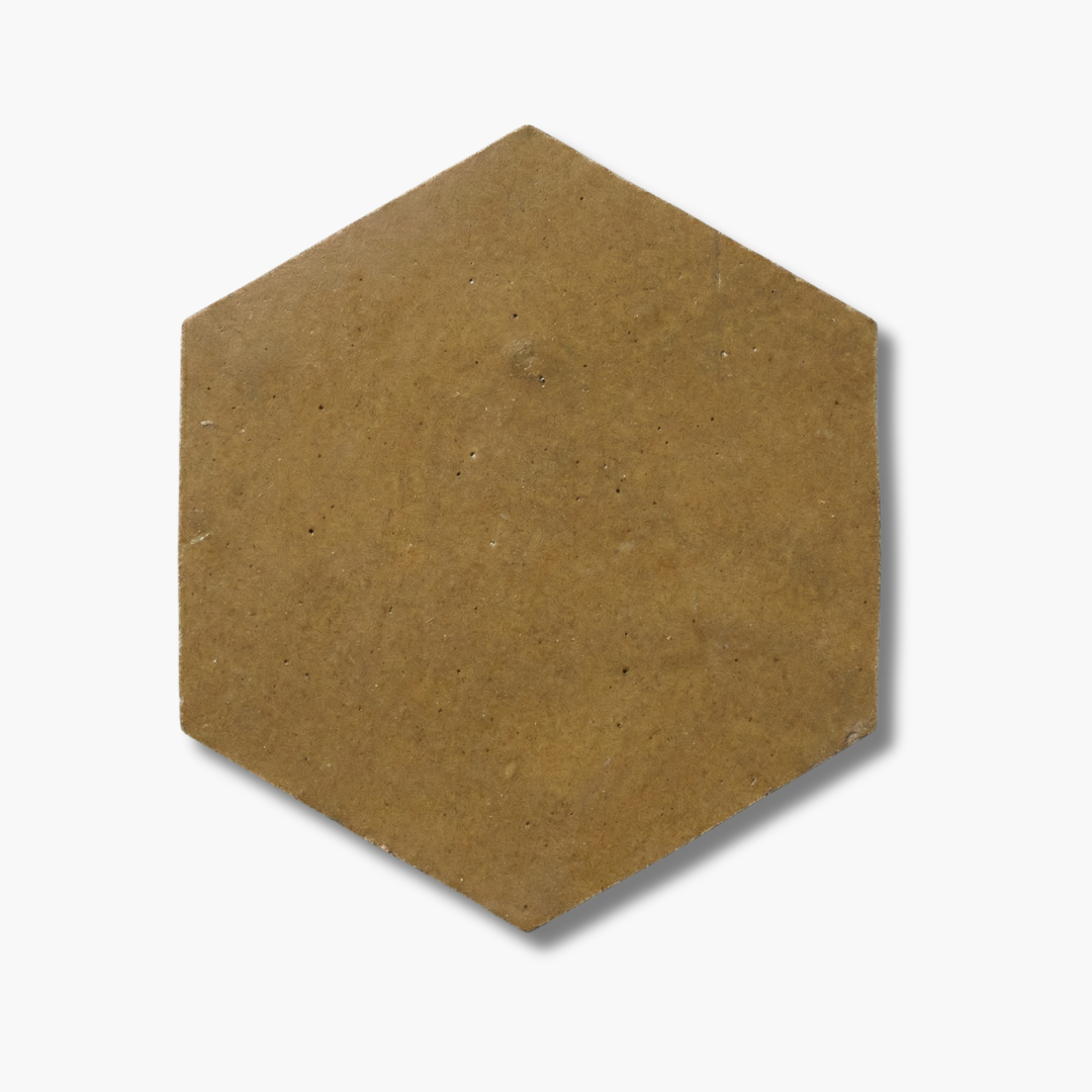 Hexagonal brown tile on a white background