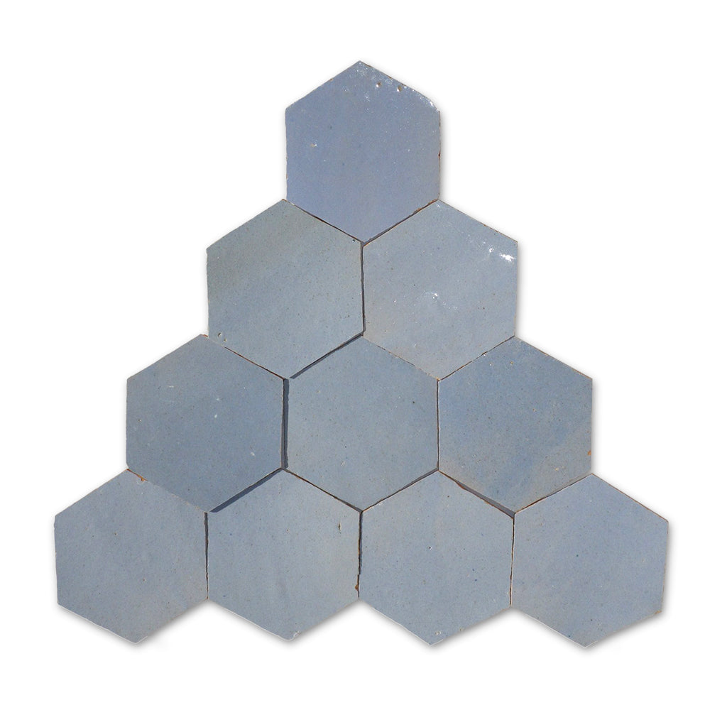 Hexagonal tiles arranged in a pattern on a white background