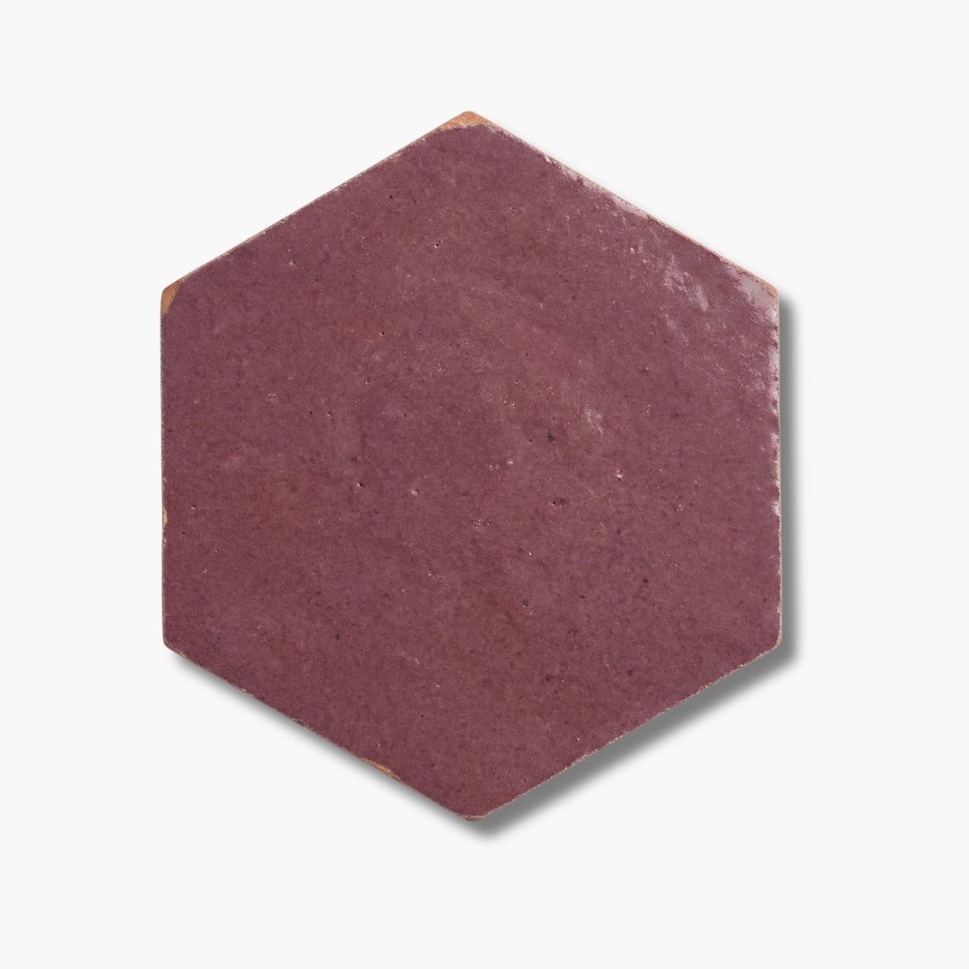 Hexagonal sandpaper sheet with a purple color on a white background
